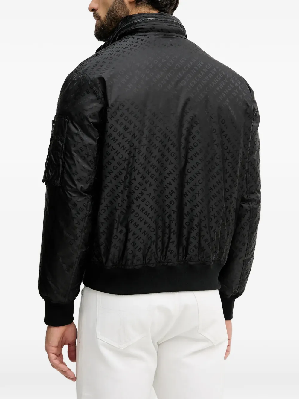 Armani Exchange Gewatteerd jack met logoprint Zwart