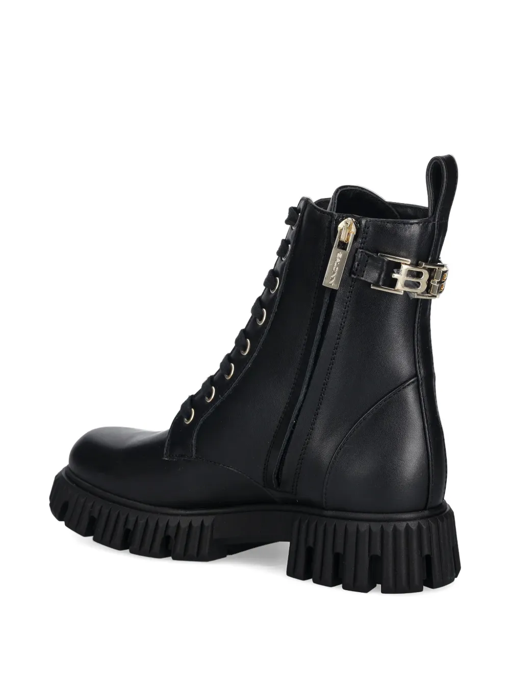 Baldinini lace-up chain combat boots Zwart