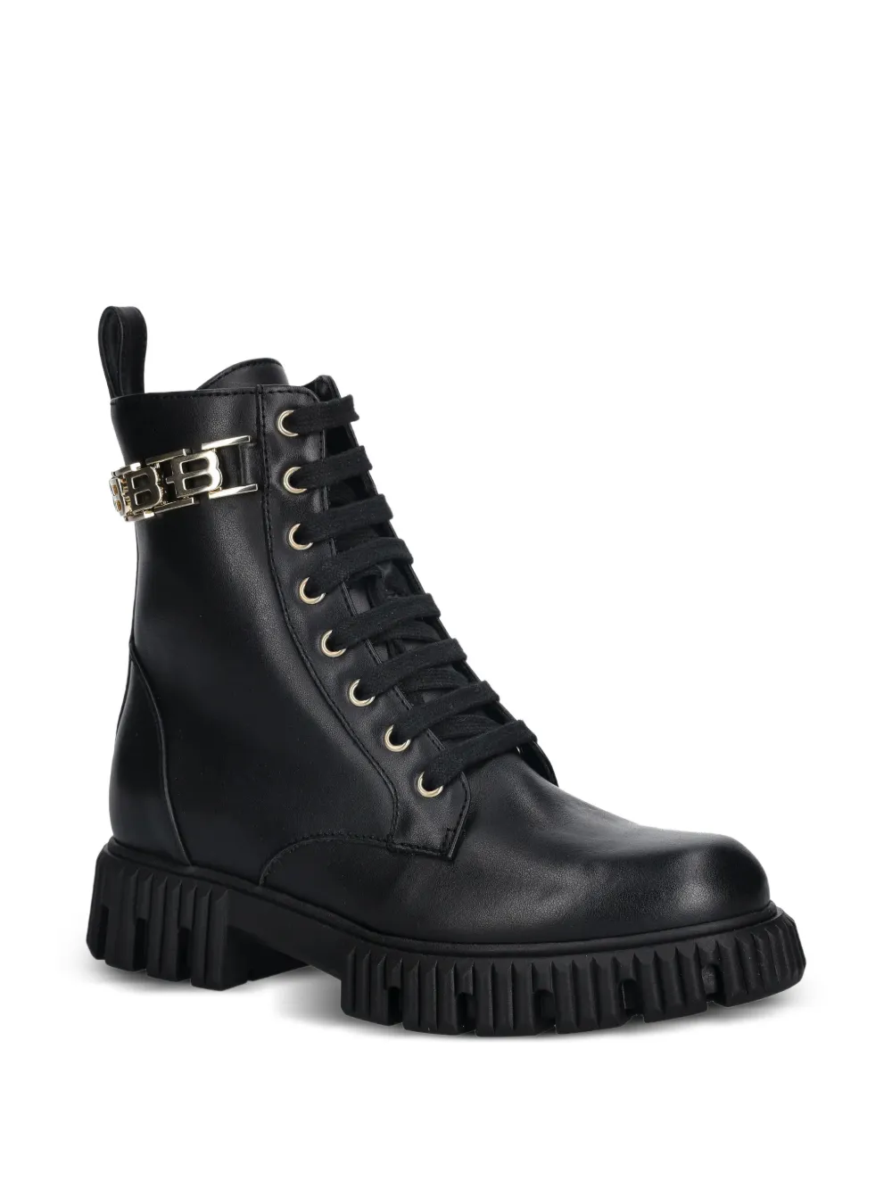 Lace-Up Chain Combat Boots