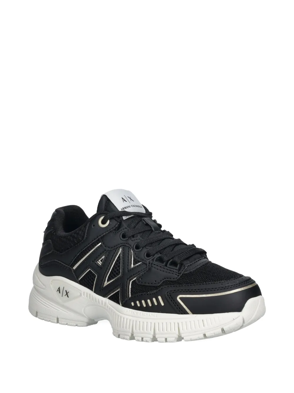 Armani Exchange logo-patch sneakers - Zwart