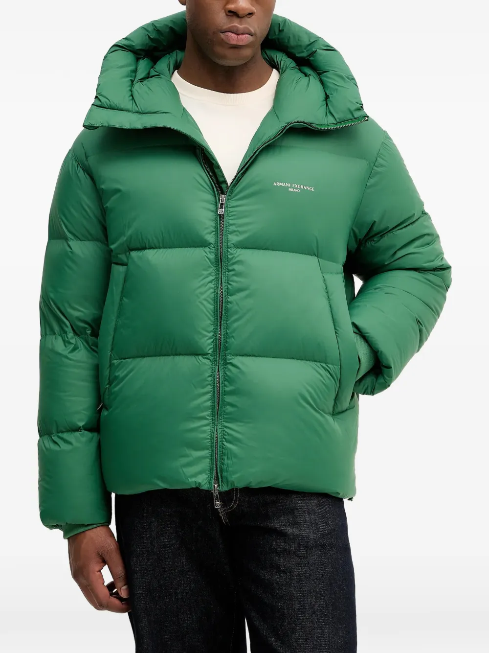 Armani Exchange chamarra capitonada con logo estampado | verde | Image 1