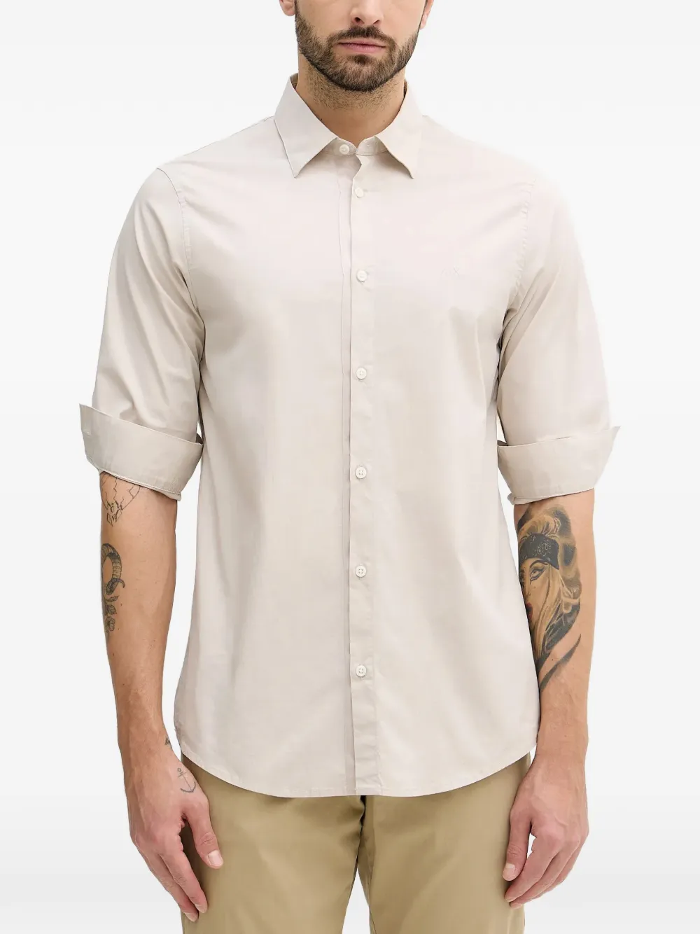 Armani Exchange logo-embroidered shirt - Toni neutri
