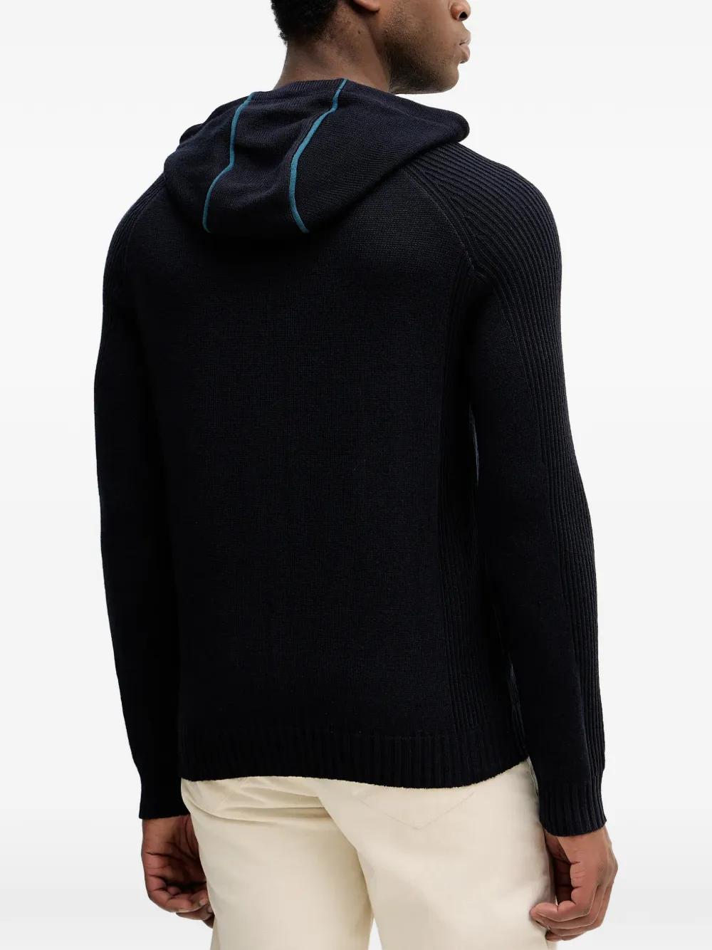  Armani Exchange Ribbed Hoodie - Blue 