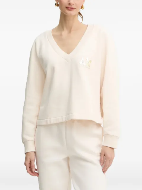Armani Exchange sweatshirt med logoplade og V-hals