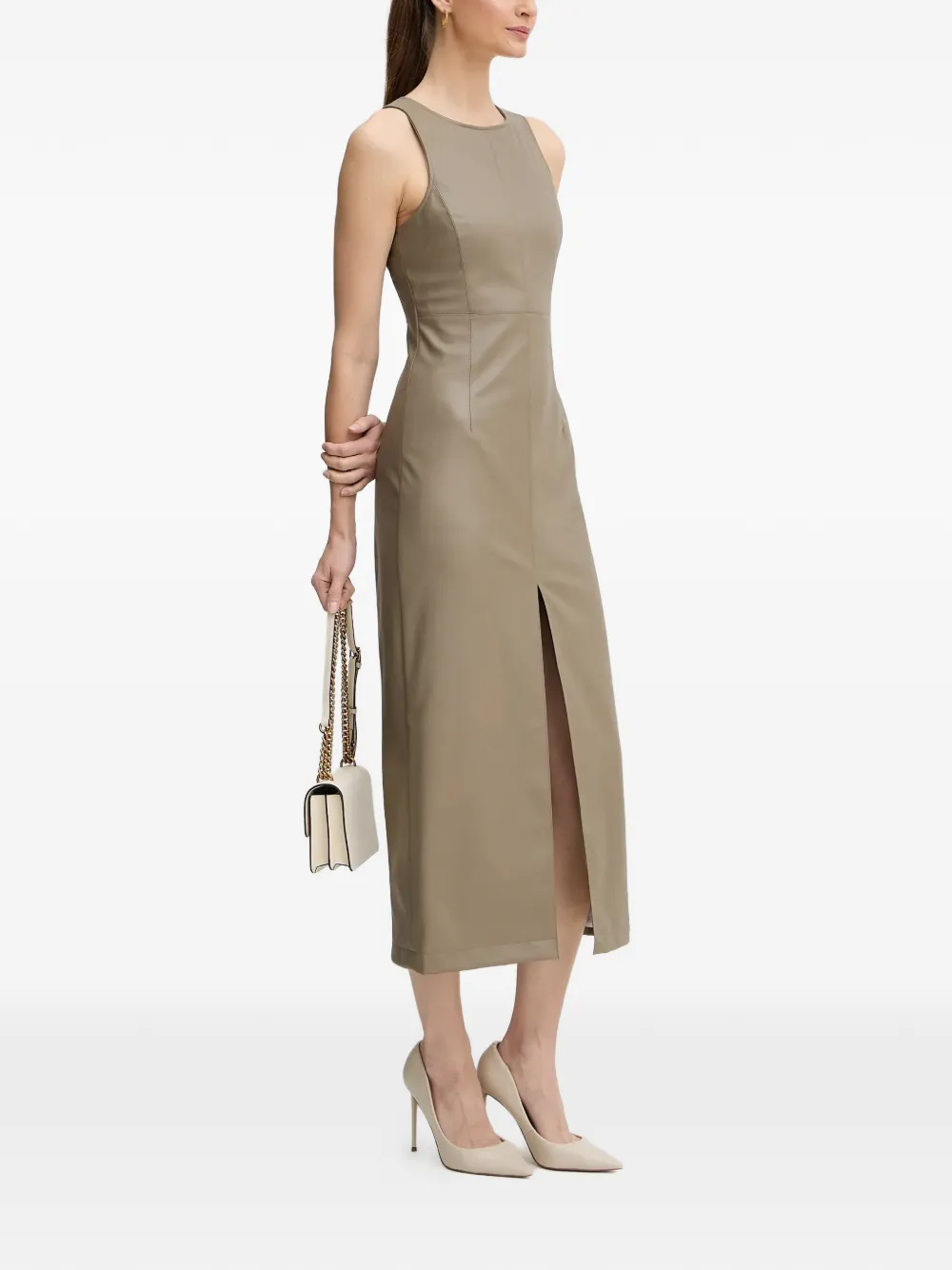  Armani Exchange Sleeveless Split-detail Midi Dress - Neutrals 