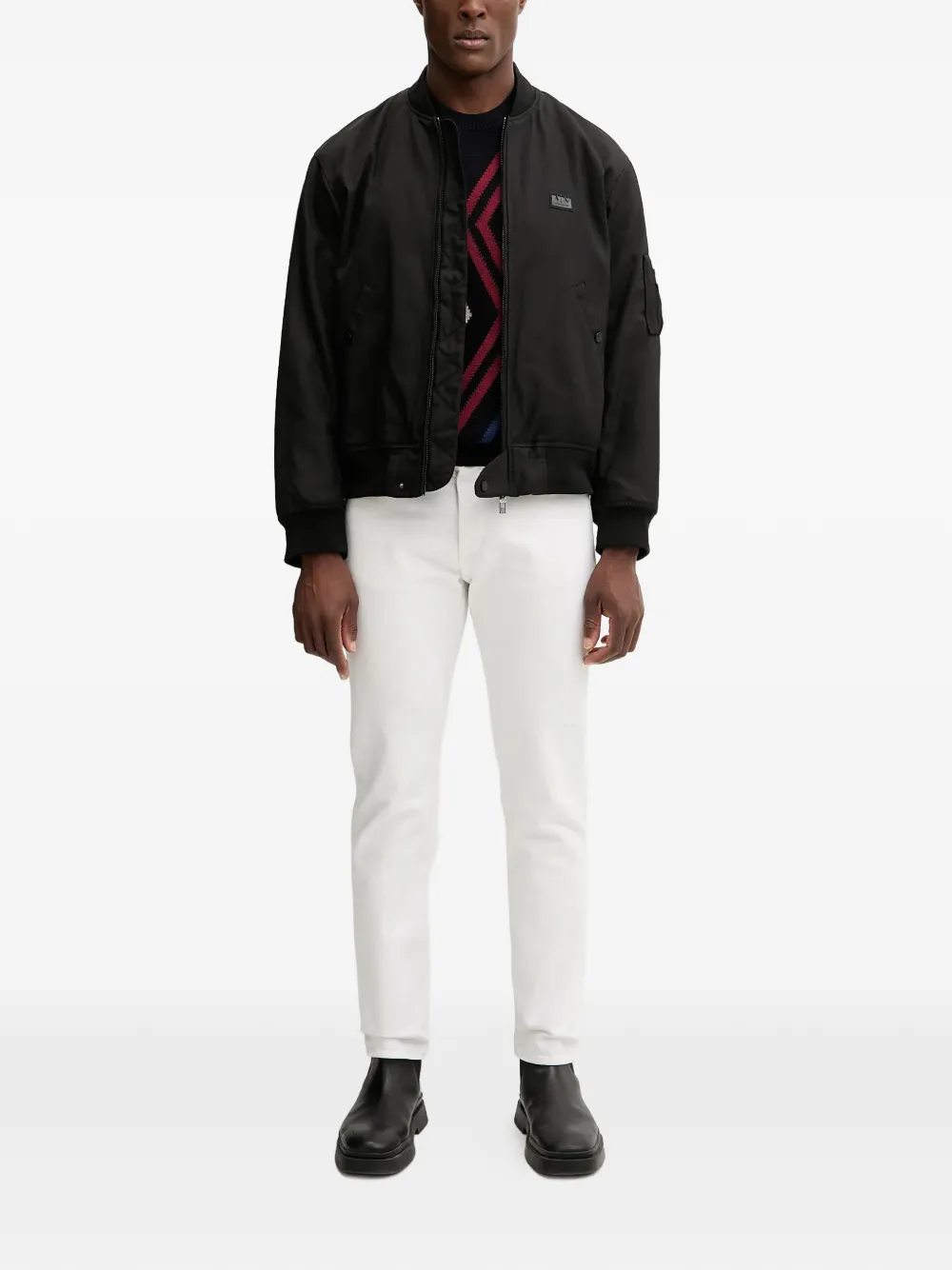 Armani Exchange zigzag-pattern sweater - Zwart