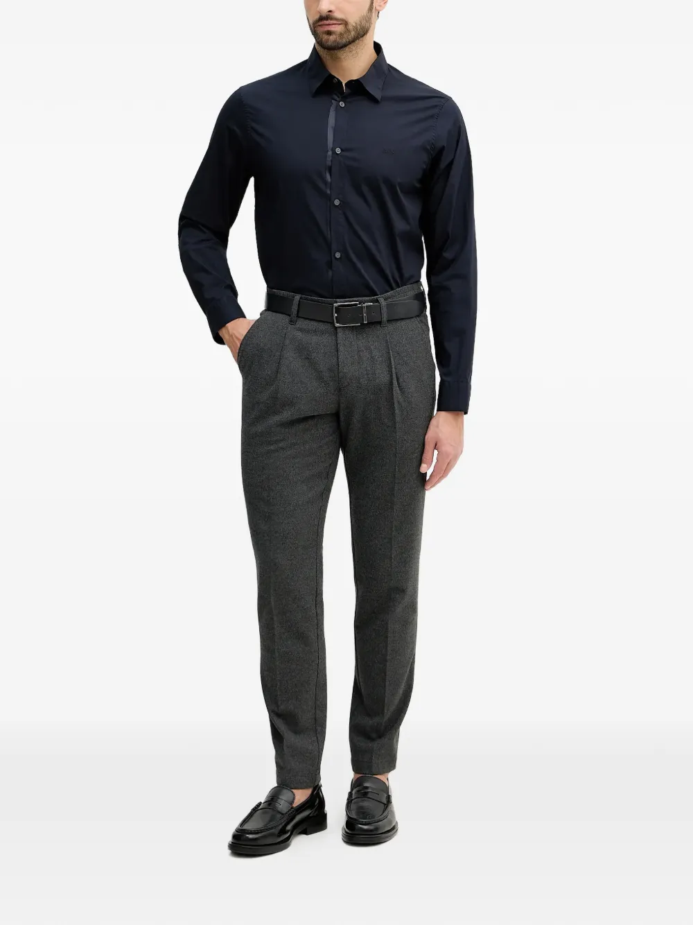 Armani Exchange logo-embroidered shirt - Blauw