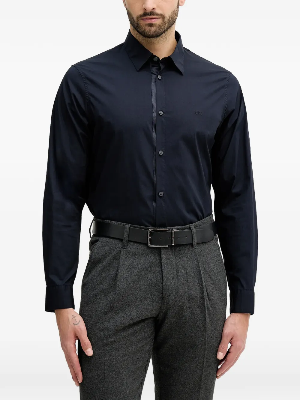 Armani Exchange logo-embroidered shirt - Blau