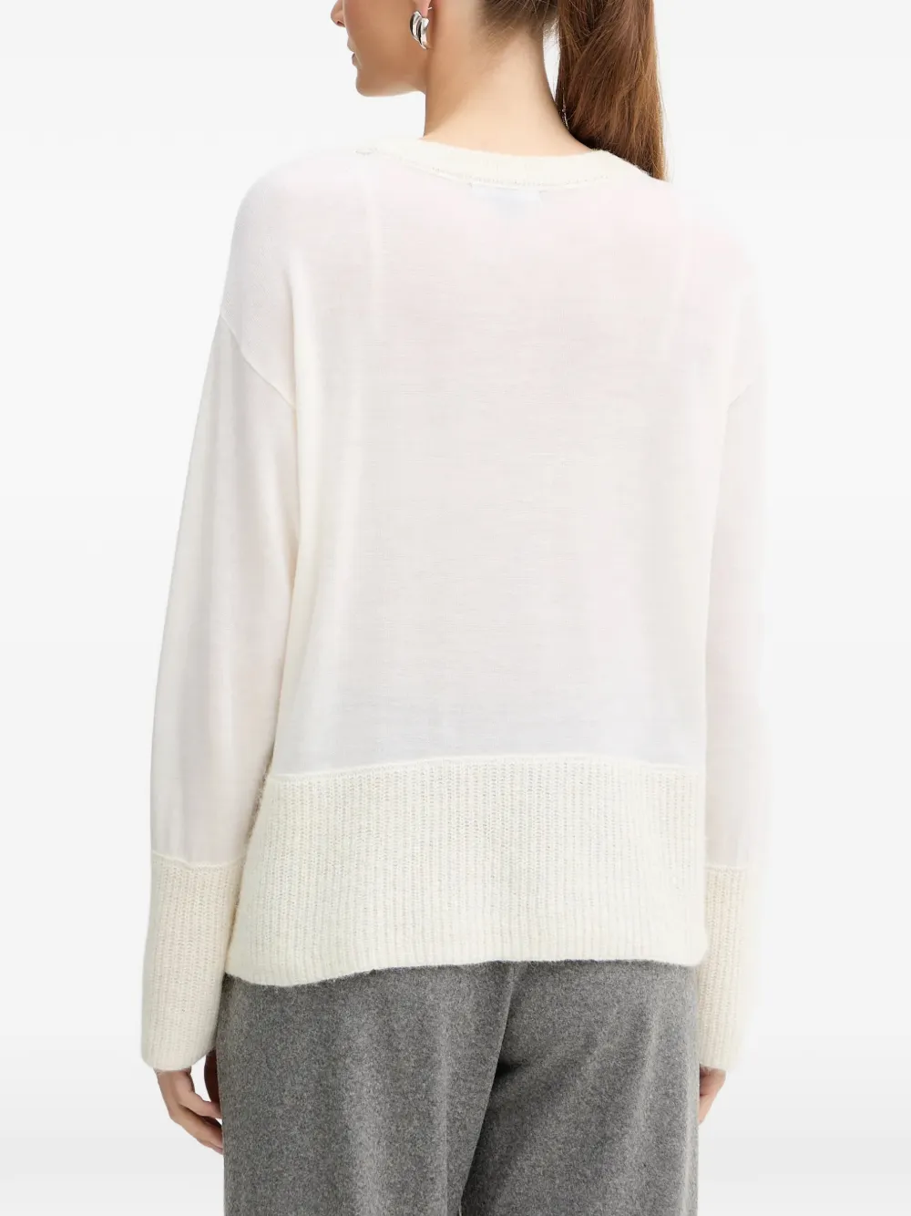  Armani Exchange Ribbed-trim Sweater - White 
