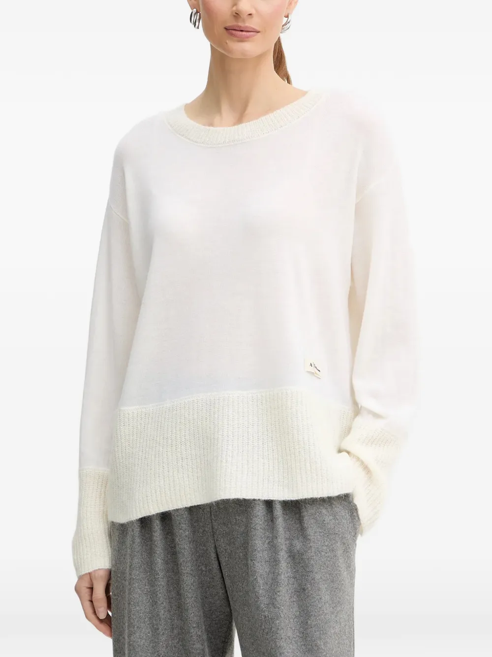 Armani Exchange ribbed-trim sweater - Bianco