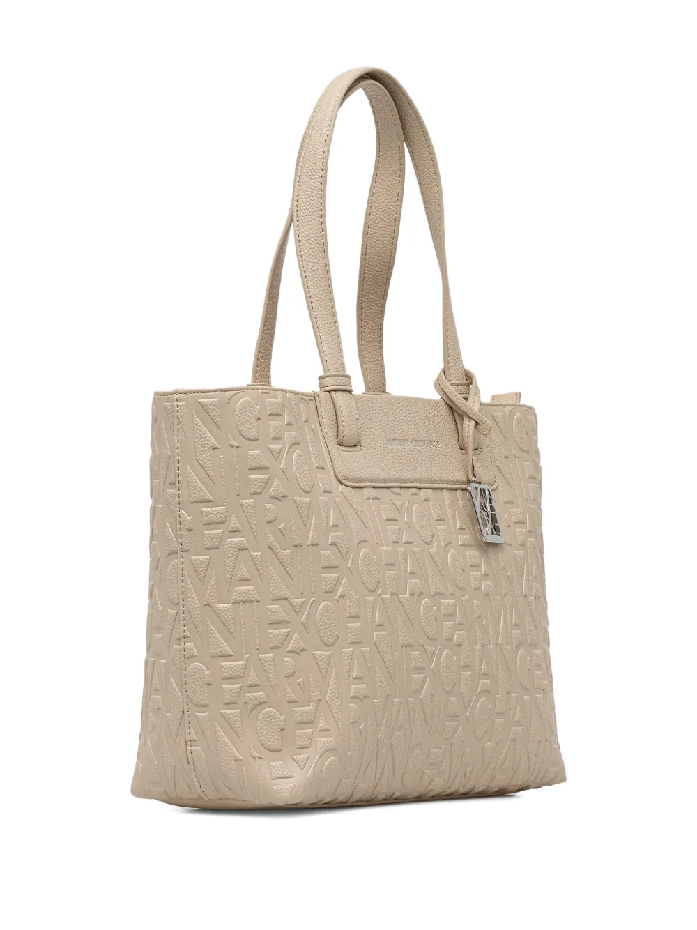 Armani Exchange logo-embossed charm-detail tote bag - Beige