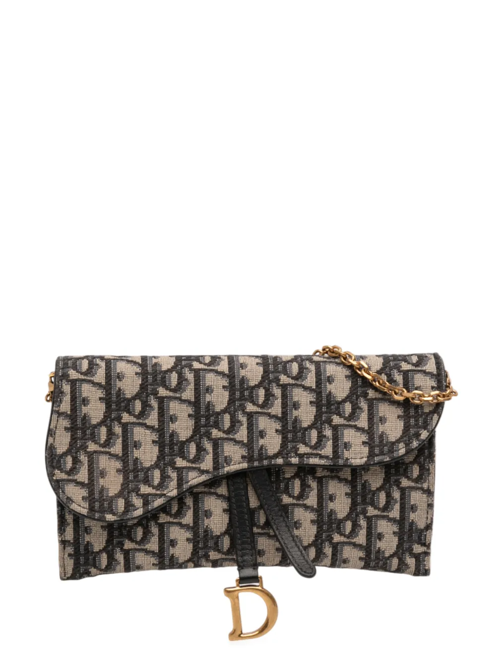 Christian Dior Pre-Owned 2021 Oblique Canvas Saddle Wallet On Chain crossbody bag | Blue | Image 1