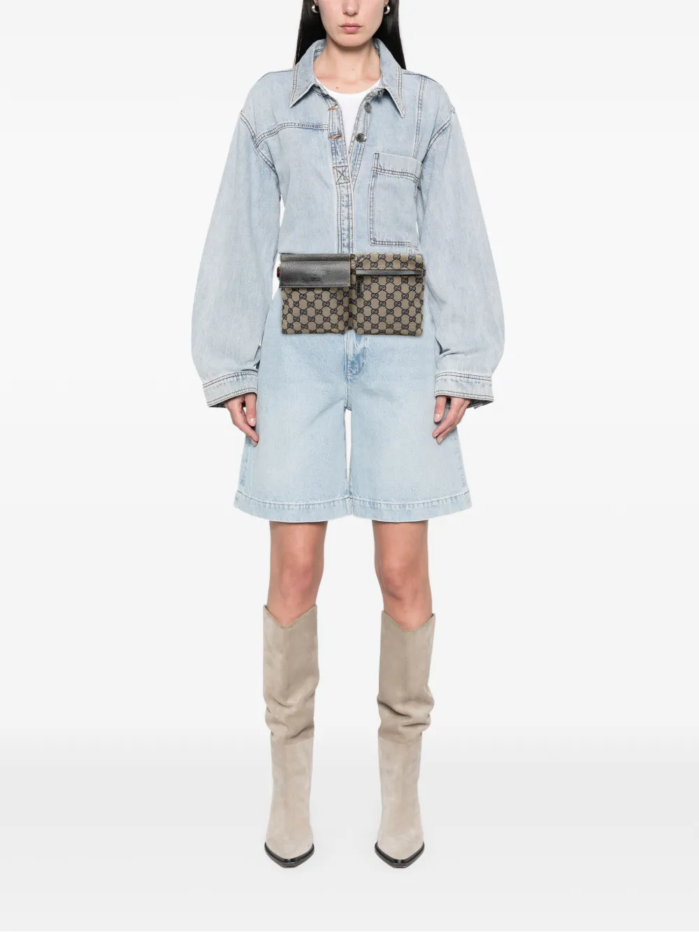 Gucci Pre-Owned 2000-2015 GG Canvas Web Double Pocket belt bag | Pre-Owned | Image 2