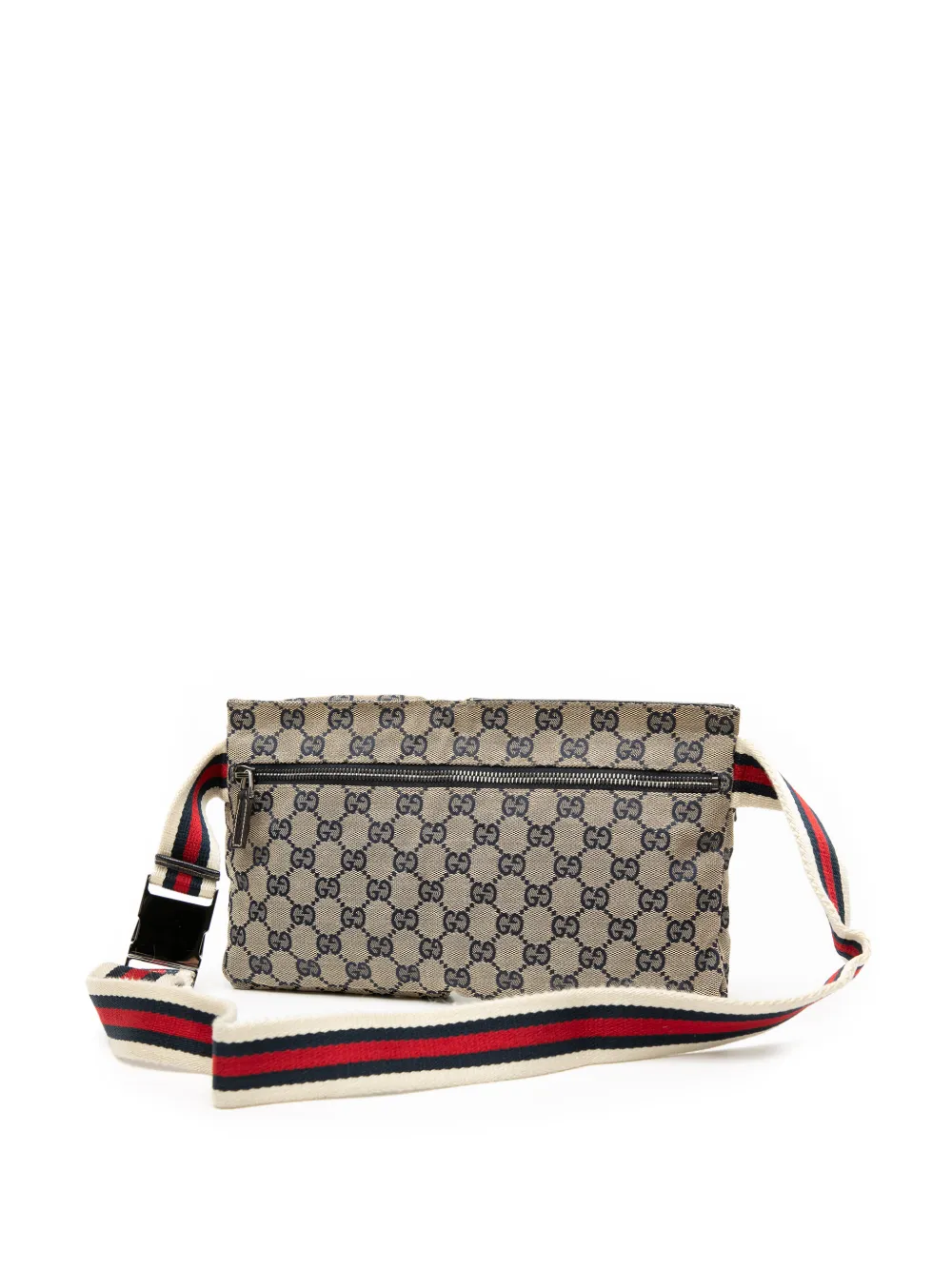 2000-2015 Gg Canvas Web Double Pocket Belt Bag