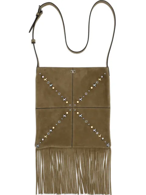 Valentino Garavani Nellcôte studded fringed shoulder bag