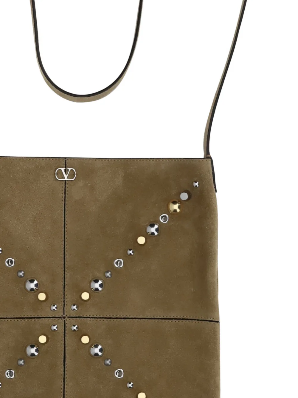 Valentino Garavani Nellcôte schoudertas met franje en studs Bruin
