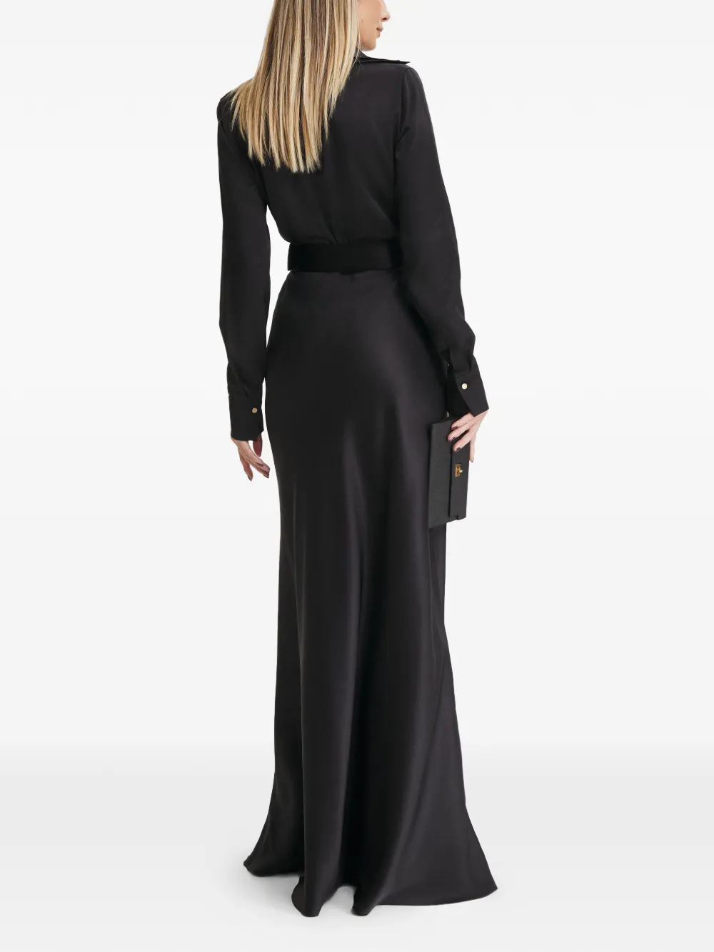 IL VOLO Kate maxi-jurk met ceintuur Zwart