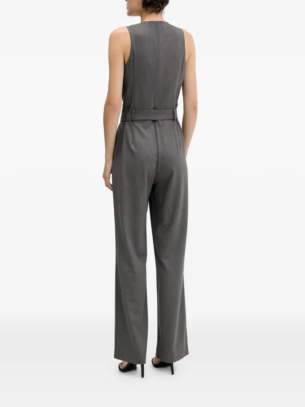  Sisley Belted Buttoned Jumpsuit - Grey 