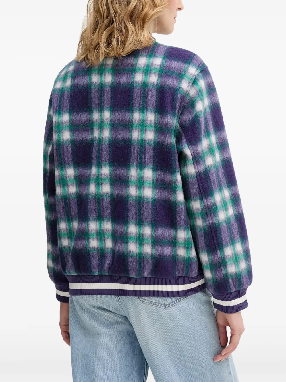  Benetton Checked Zip Jacket - Purple 