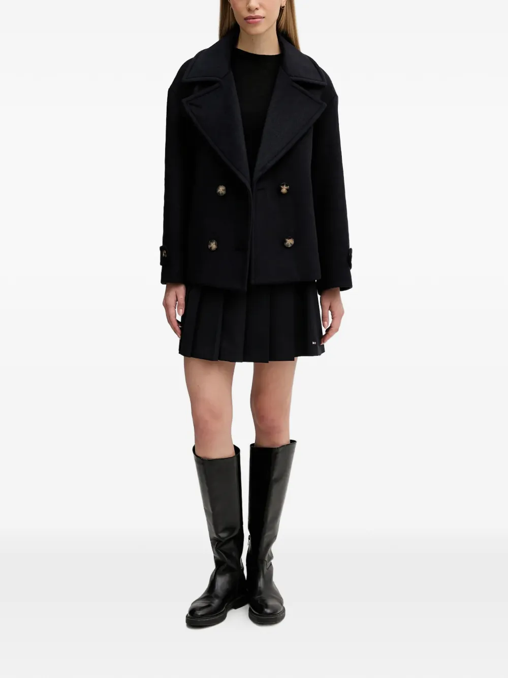 Sisley Buttoned Long-sleeve Jacket - Blue 