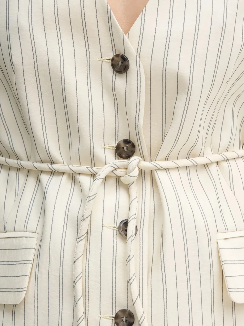 Sisley Gestreept gilet met knopen Beige