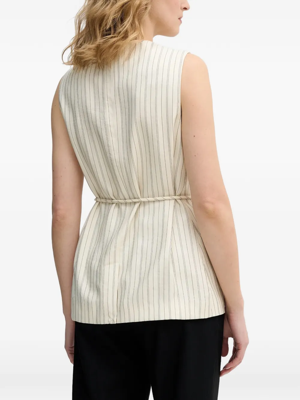  Sisley Chaleco A Rayas Con Botones - Neutro 