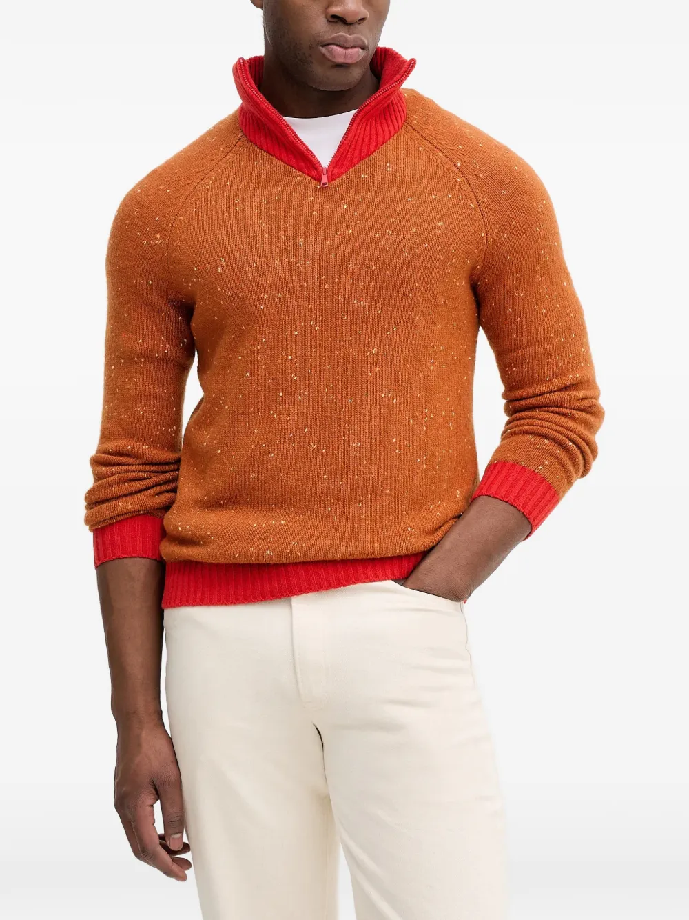 Benetton x Stranger Things zip-up sweater | Orange | Image 1