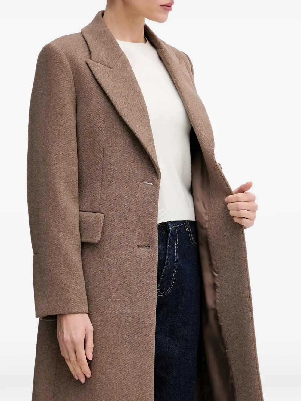 Buttoned Flap-Pockets Single-Breasted Coat