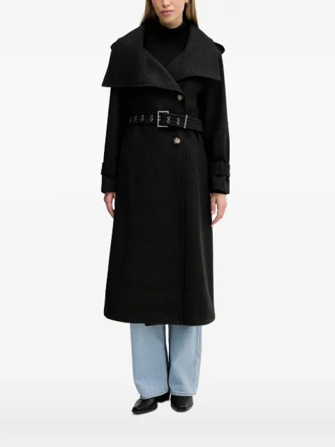 Sisley belted long-sleeve V-neck coat