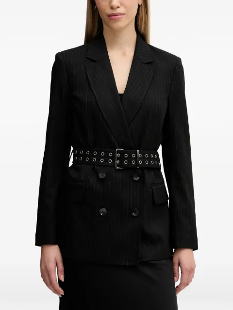 Sisley pinstripe belted V-neck jacket