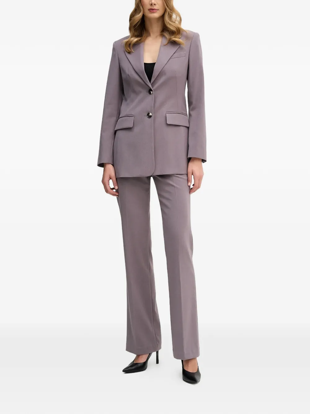  Sisley Buttoned V-neck Blazer - Grey 