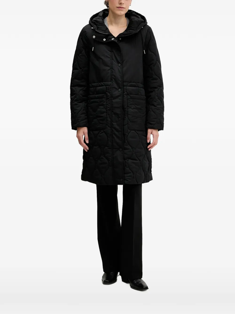 Sisley hooded quilted coat - Nero