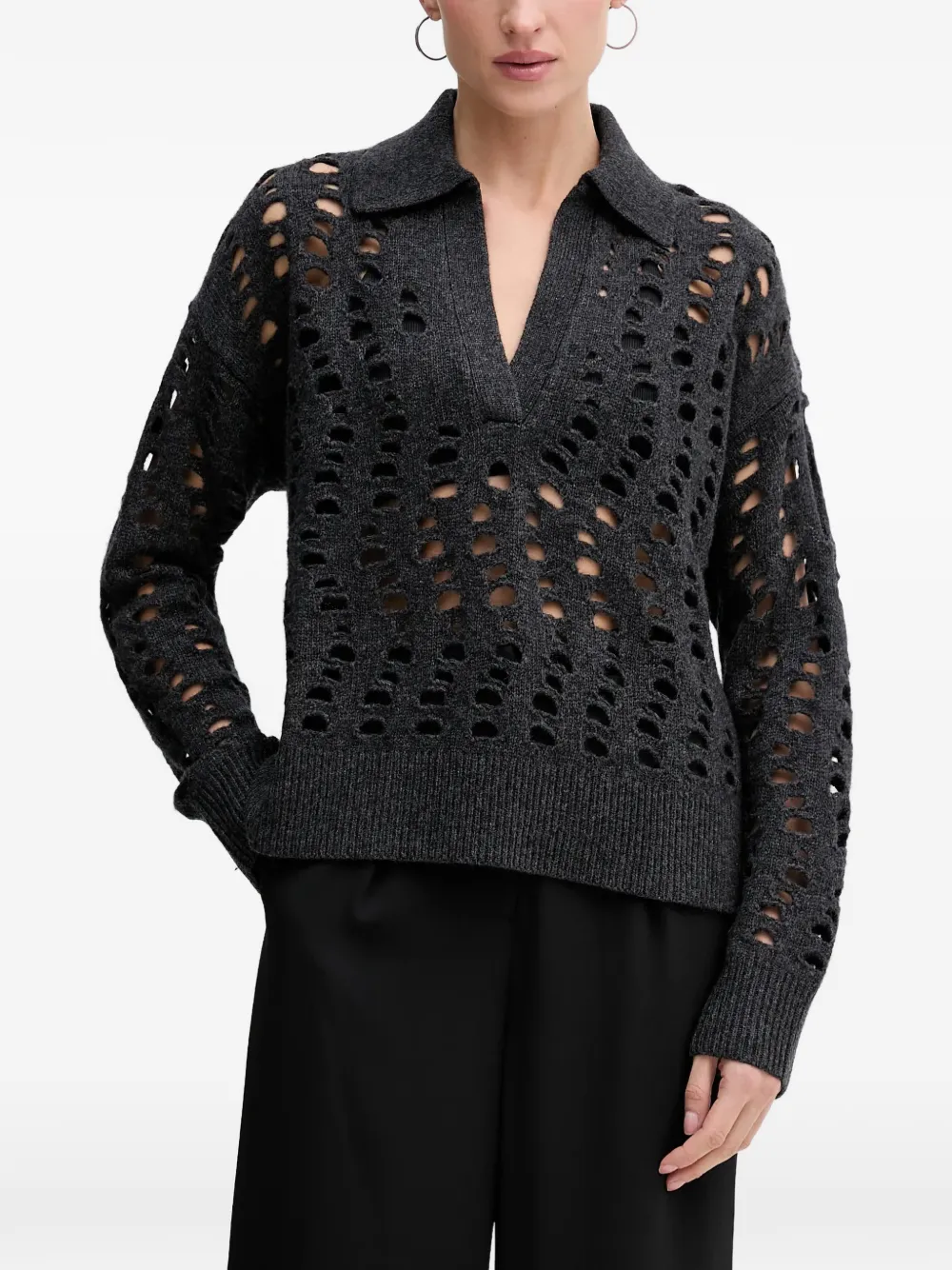 Sisley open-knit sweater - Grigio