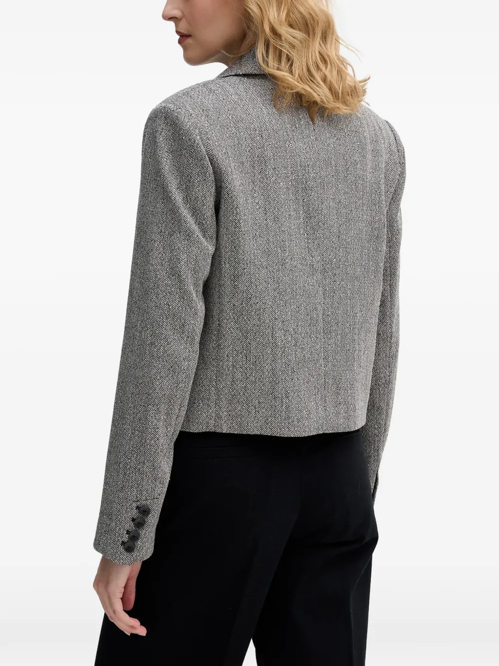  Sisley Herringbone-pattern Jacket - Grey 