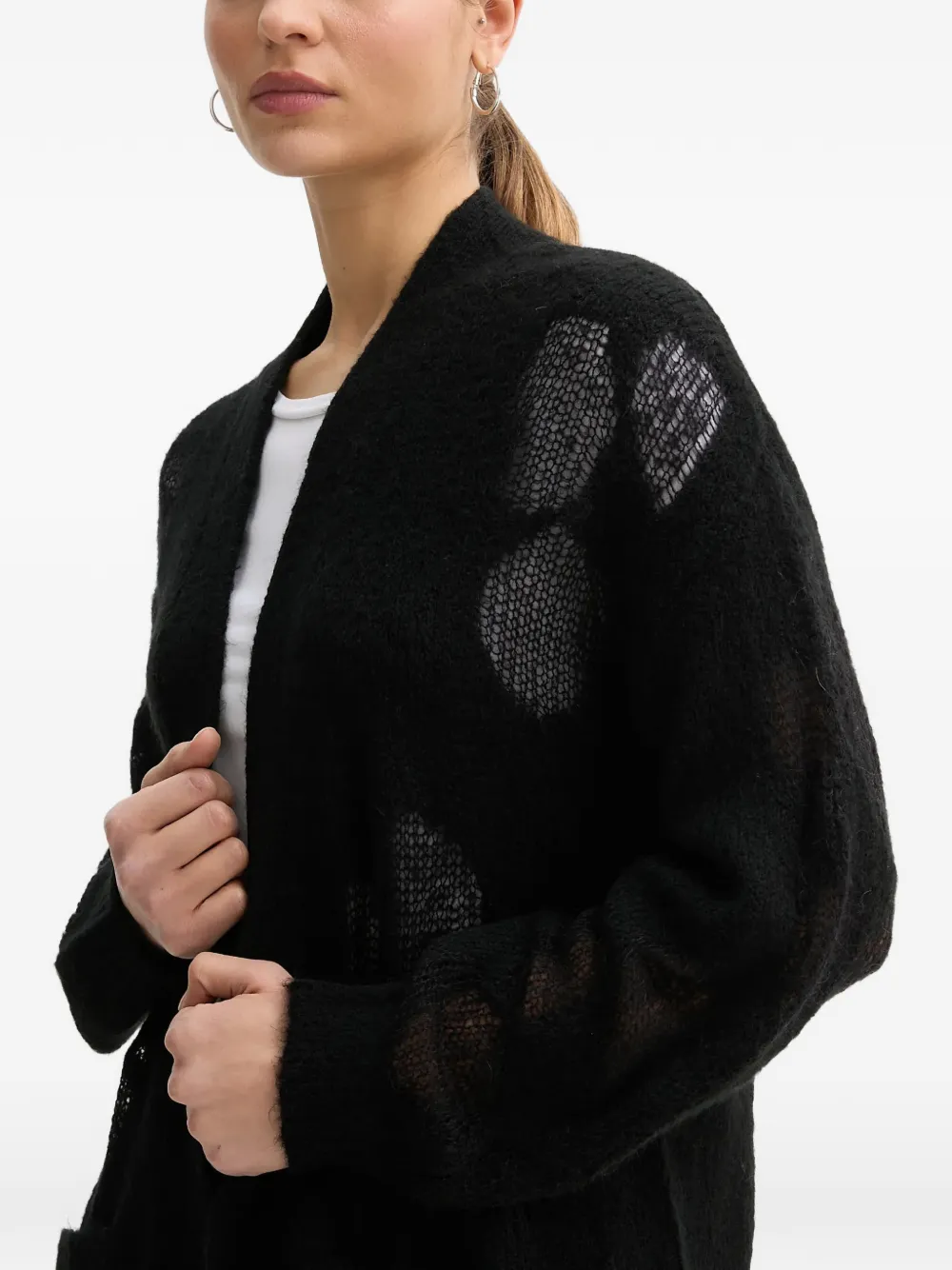  Benetton Open-front Cardigan - Black 