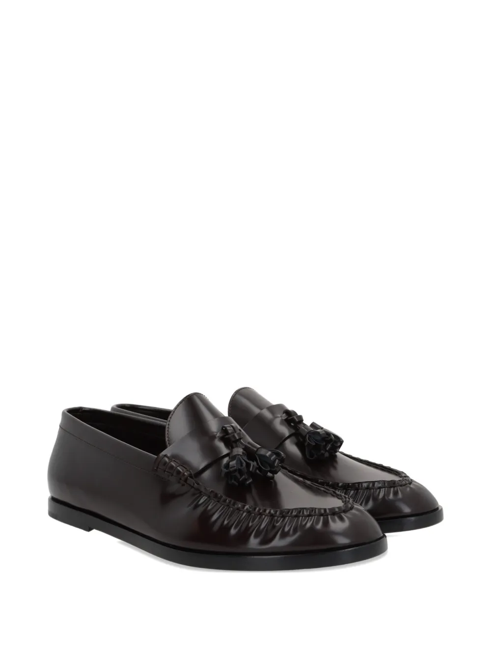 The Row pleated tassel leather loafers - Bruin