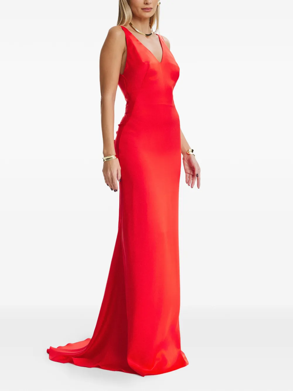  Il Volo Lavina V-neck Maxi Dress - Red 