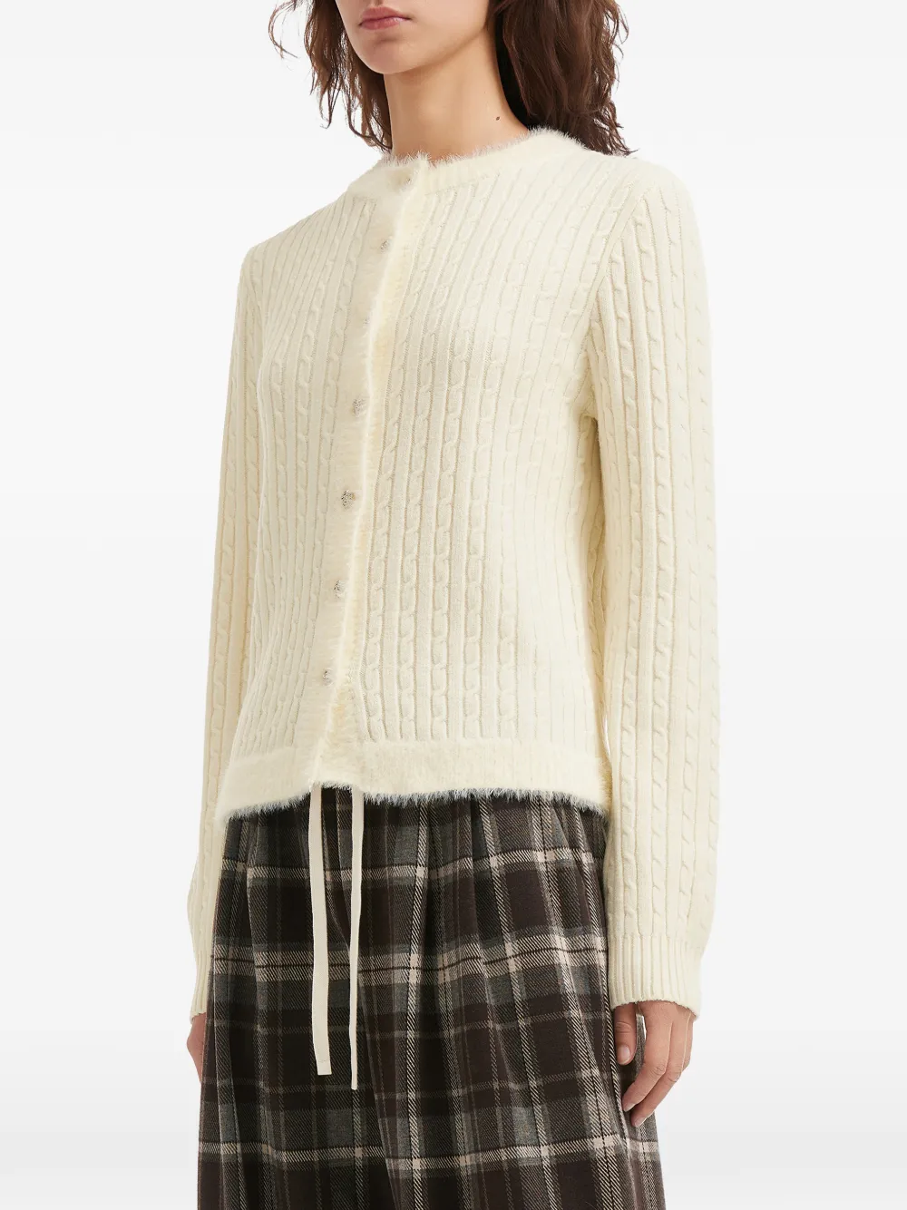  B+ab Cable Knit Button Cardigan - Neutrals 