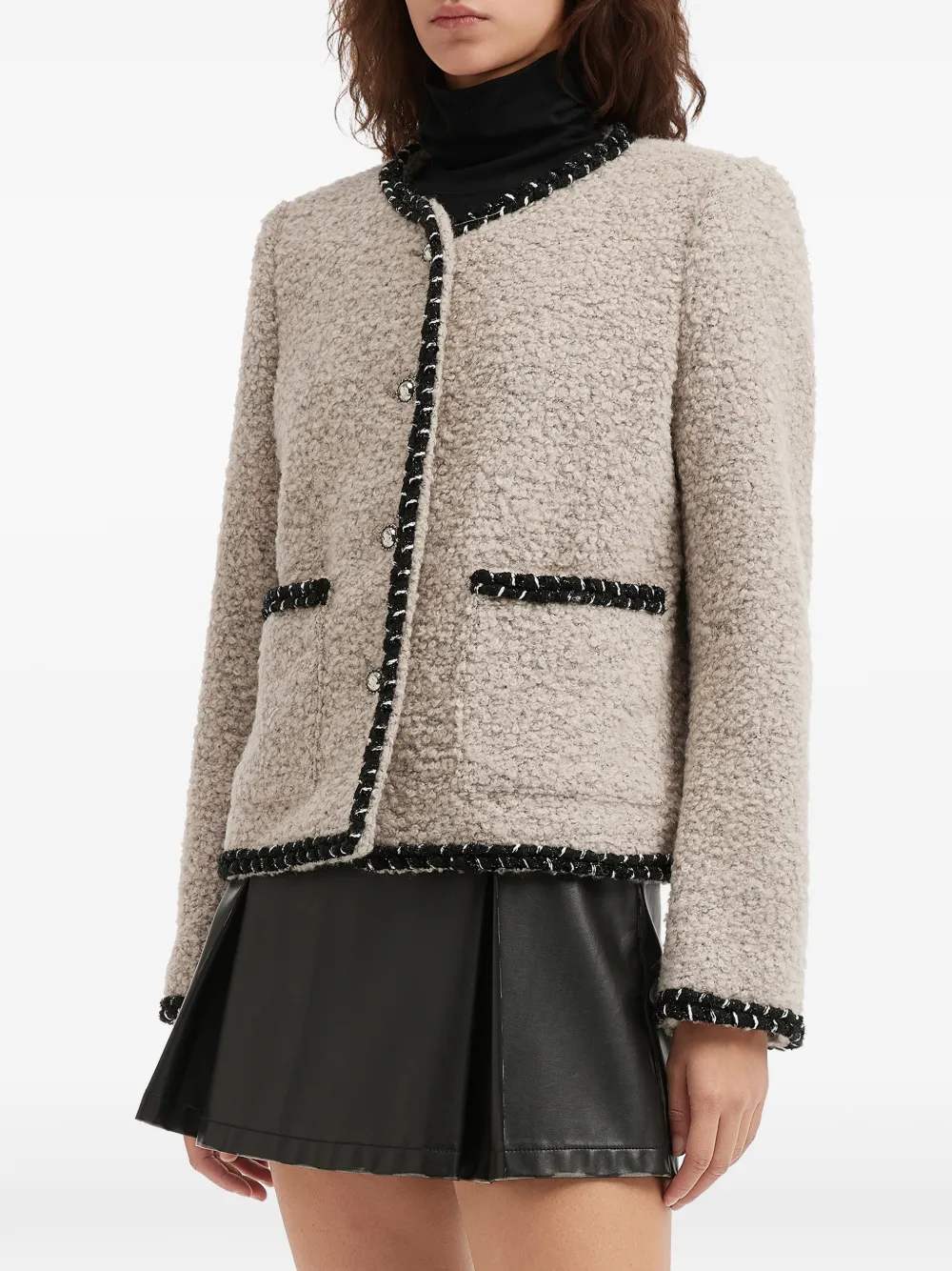 Buttoned Contrast Trim Jacket