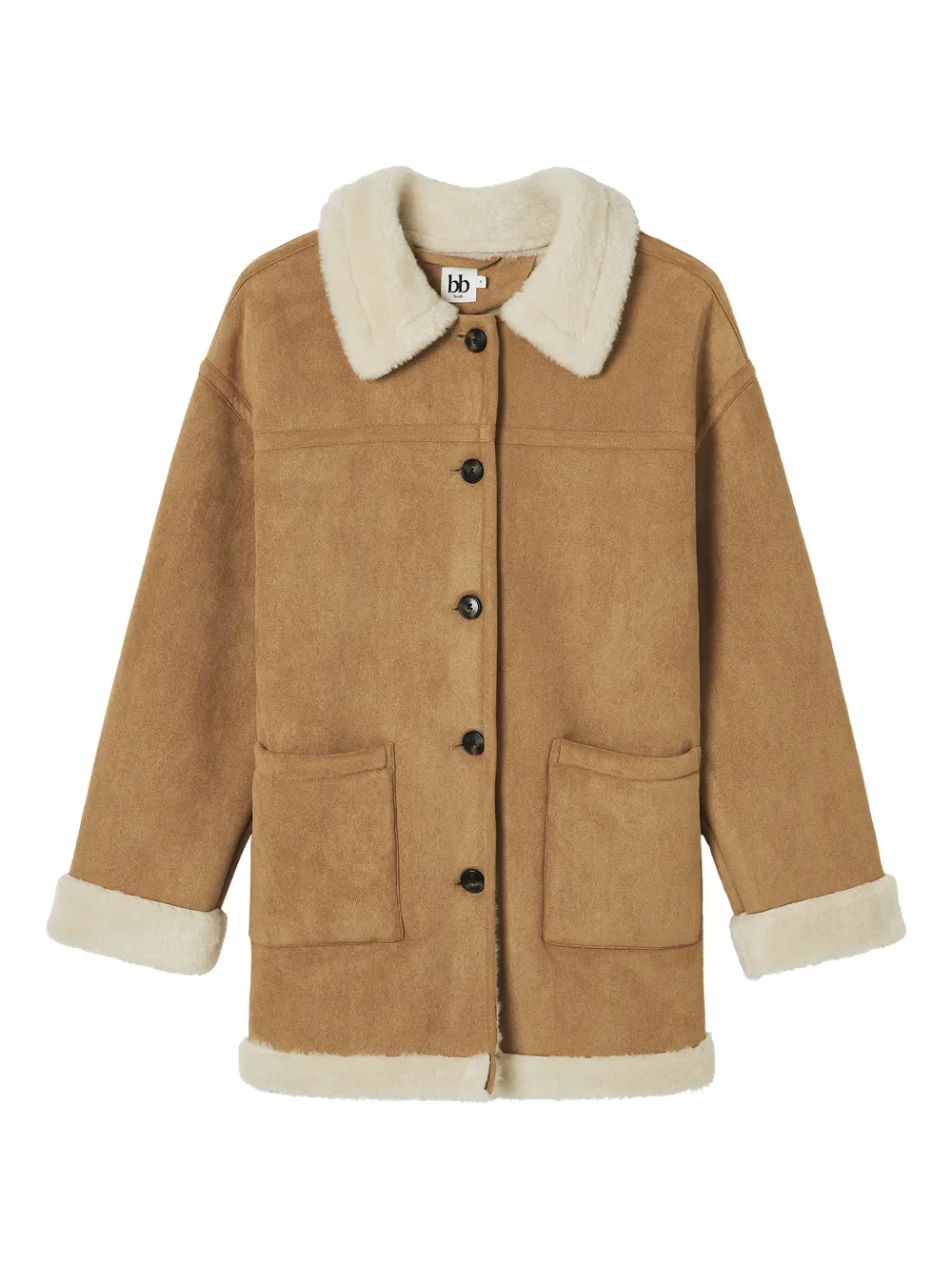 b+ab faux fur collar coat - Marrone