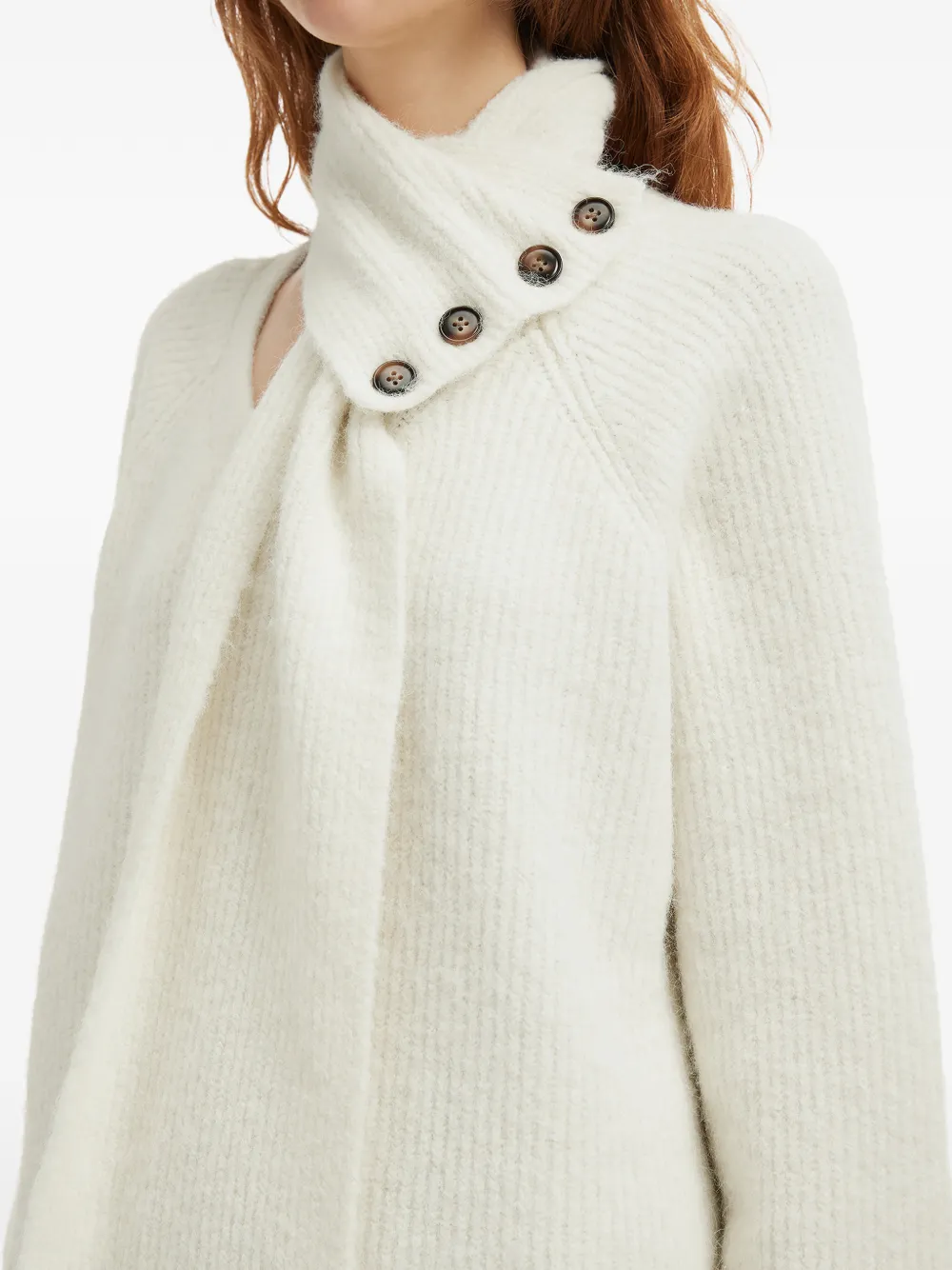 B+ab Button Roll-neck Sweater In White