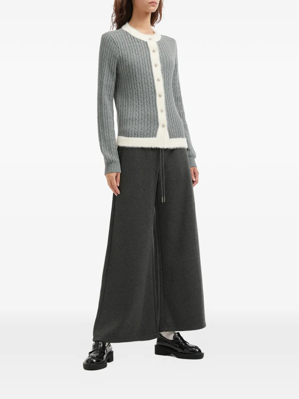  B+ab Cable-knit Button Cardigan - Grey 