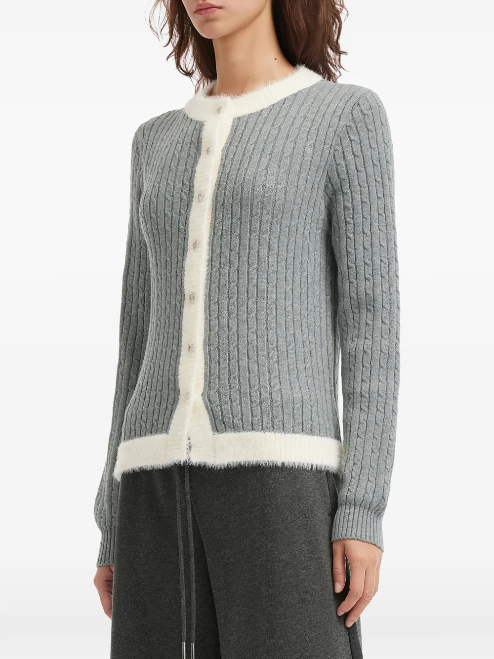  B+ab Cable-knit Button Cardigan - Grey 