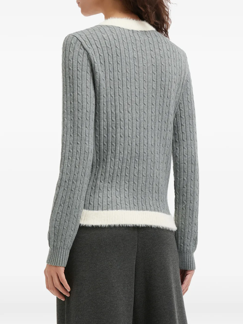 b+ab Kabelgebreid vest met knoop Grijs