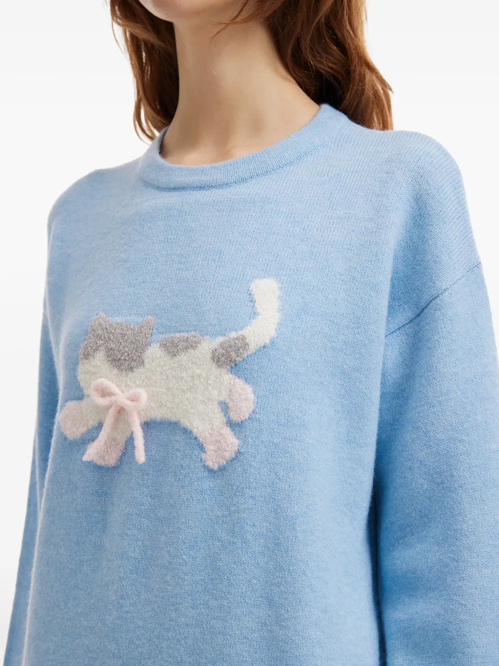b+ab Trui met ronde hals en applicatie Blauw