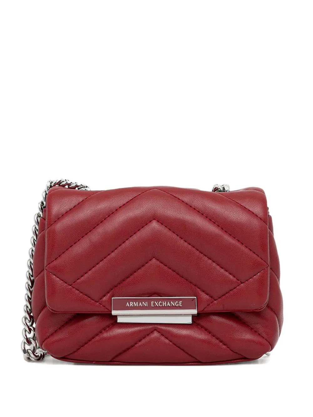 Armani Exchange chevron quilted chain satchel - Rosso