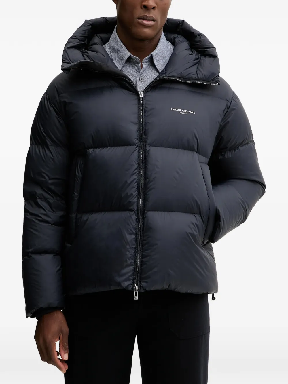 Armani Exchange logo-print padded jacket - Schwarz