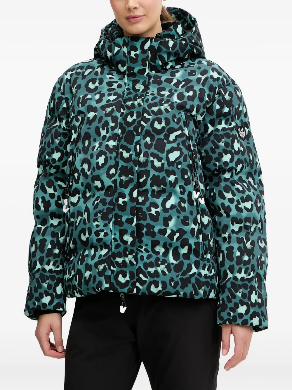 Ea7 Emporio Armani hooded leopard-print jacket - Grün