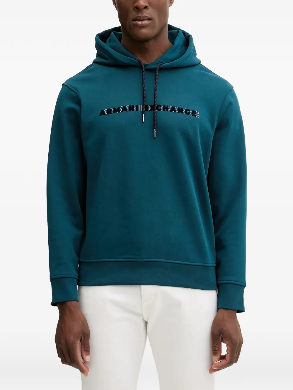 Armani Exchange Felpa con cappuccio e logo - Blu