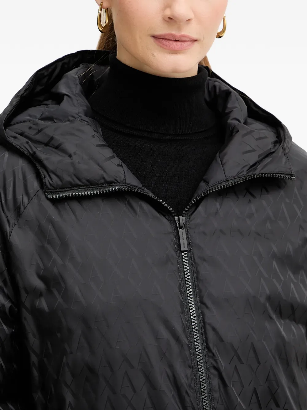 Armani Exchange Jack met capuchon en patroon Zwart